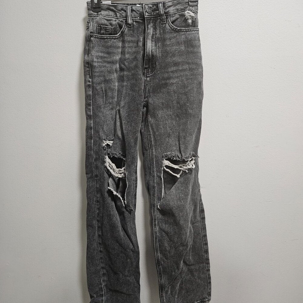 PacSun Jeans Women's Size 24 90s Boyfriend High Rise Black Ripped Hobo Pants
